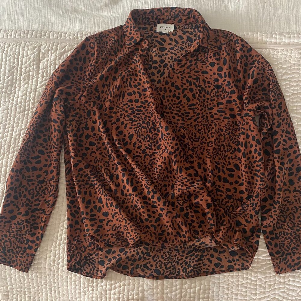 Everly Animal Print Faux Wrap Blouse